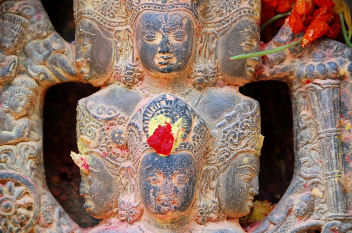 Kathmandu Changu Narayan Headed Vishnu Stone Statue Close Up